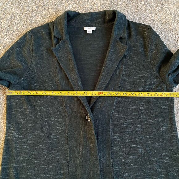 J Jill Sweater Size Medium Forest Green Cotton Knit Long Cardigan Pockets - Picture 12 of 13